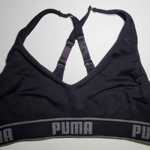 Puma Womens Black Athletic Exercise Sports Bra Size Medium - Picture 1 of 10